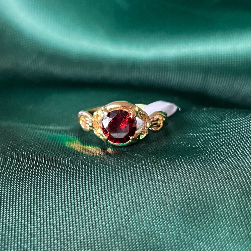 Gold Alloy With Red Gem Ring